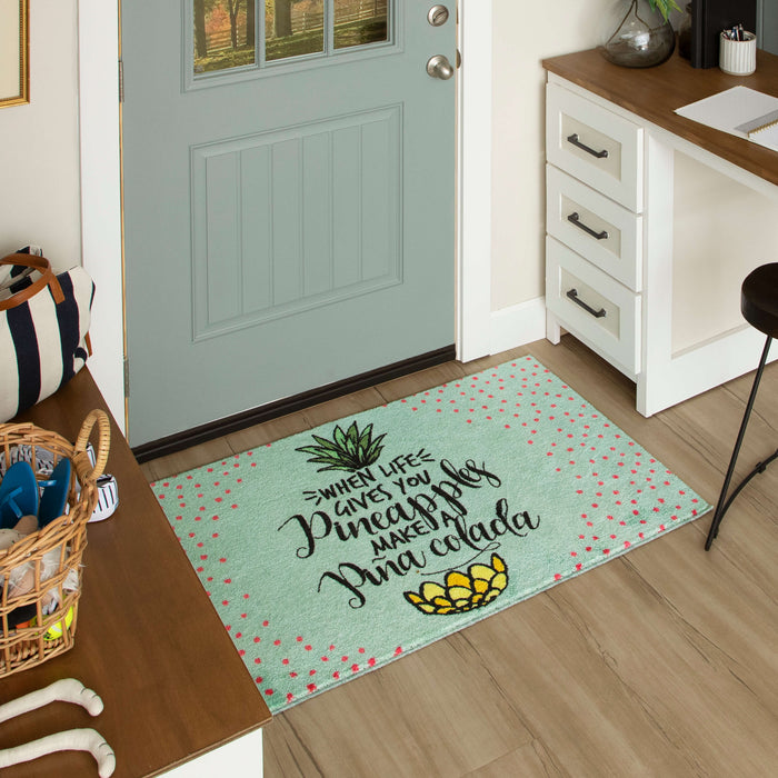 Piña Colada Blue & White Accent Rug