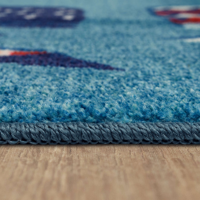 Patriotic Pinwheels Blue Accent Rug