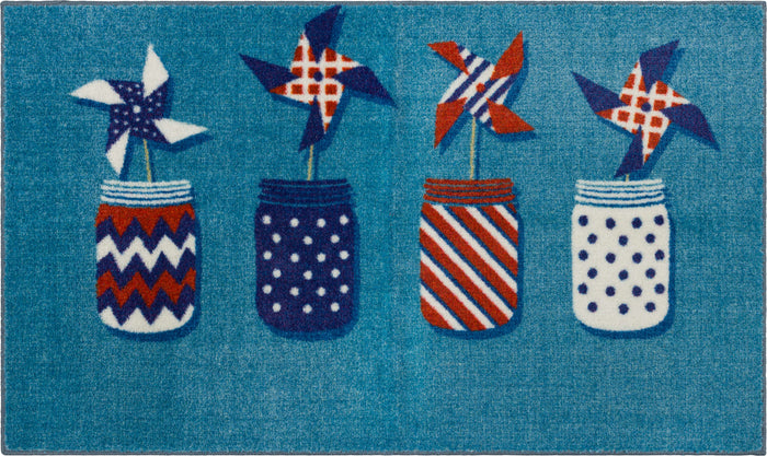 Patriotic Pinwheels Blue Accent Rug