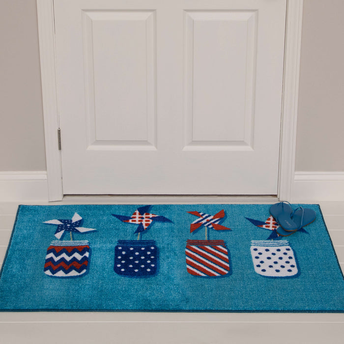 Patriotic Pinwheels Blue Accent Rug