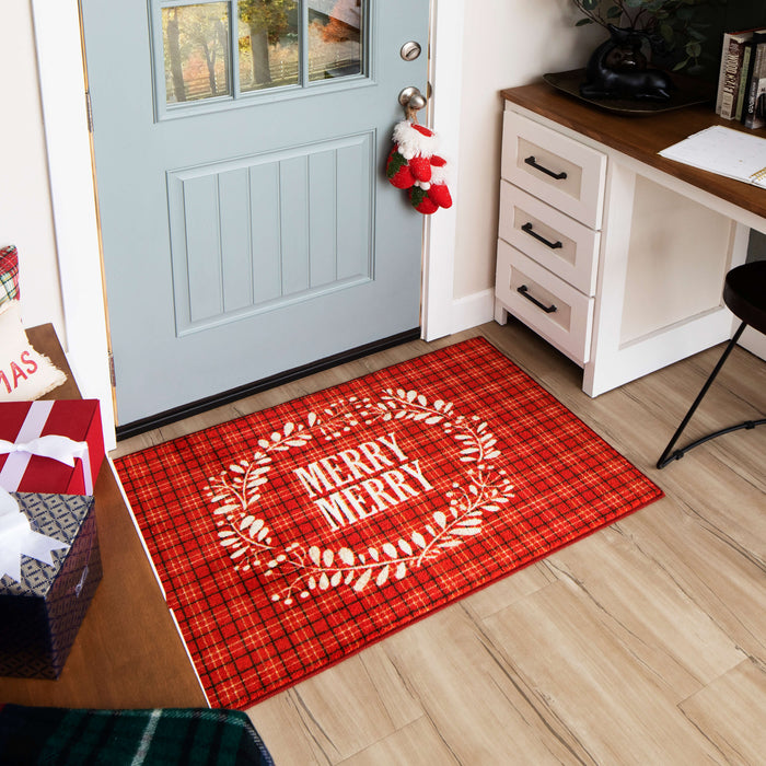 Merry Red Plaid Accent Rug