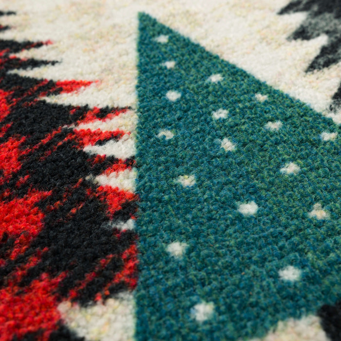 Plaid Holiday Trees Red Accent Rug