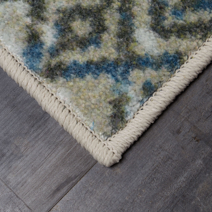 Technicolor Quemado White & Blue Area Rug