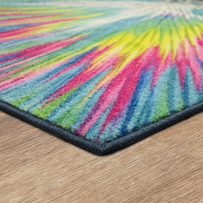 Technicolor Rainbow Illusion Multicolor Area Rug