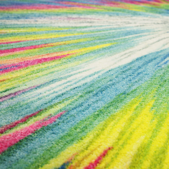 Technicolor Rainbow Illusion Multicolor Area Rug
