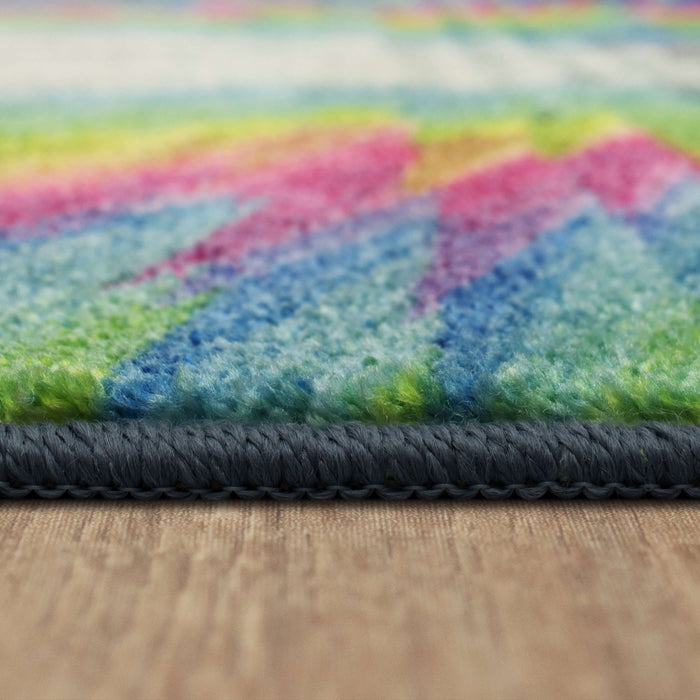 Technicolor Rainbow Illusion Multicolor Area Rug
