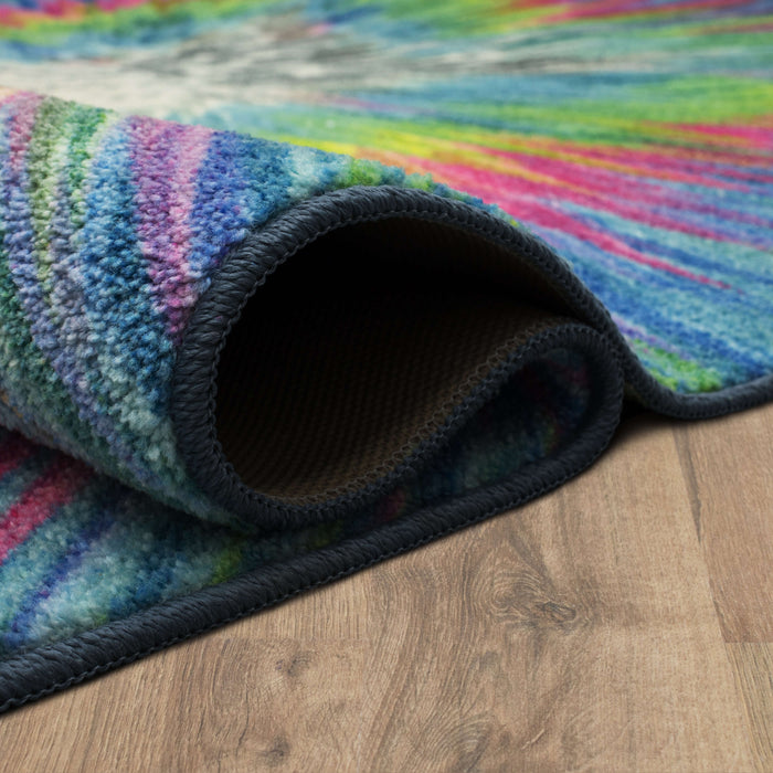 Technicolor Rainbow Illusion Multicolor Area Rug