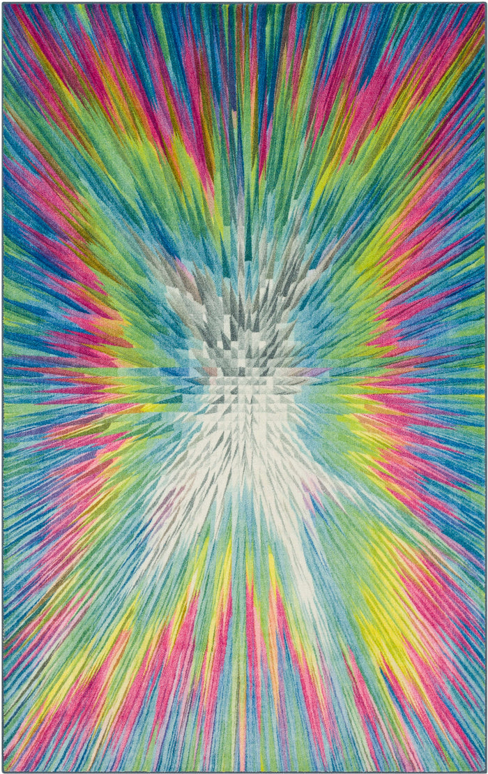 Technicolor Rainbow Illusion Multicolor Area Rug