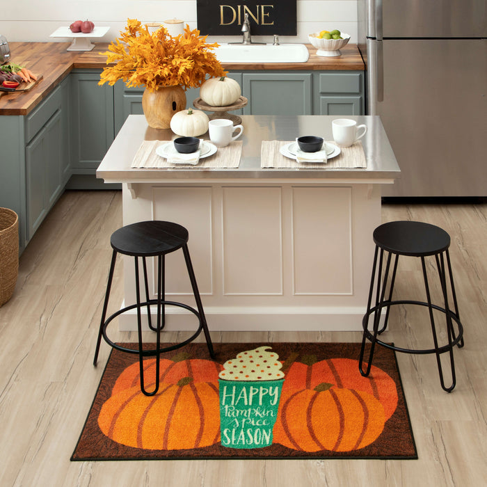 Pumpkin Spice Season Brown & Orange Accent Rug