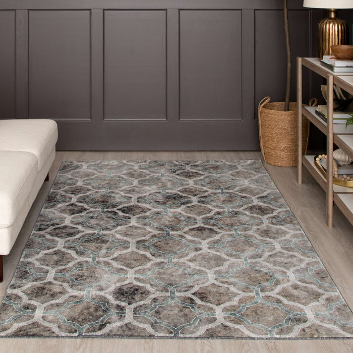 Technicolor Quatrafoil Gray Area Rug