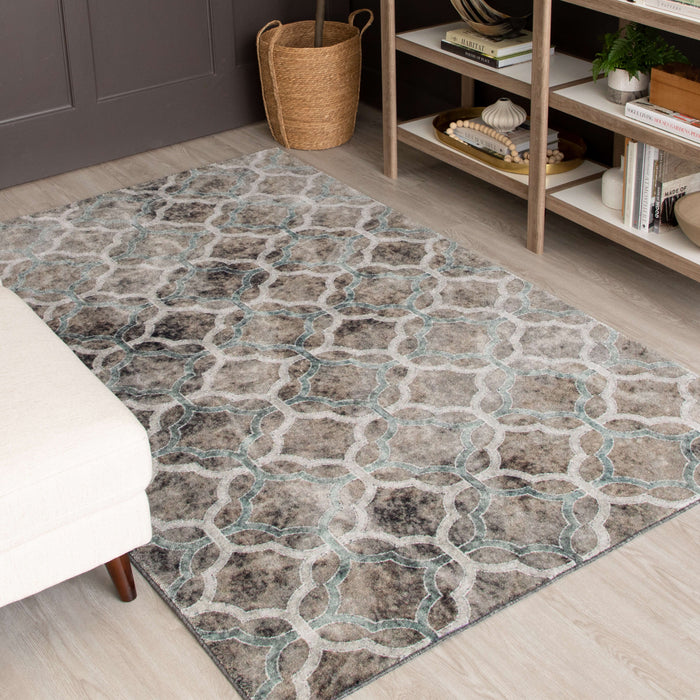 Technicolor Quatrafoil Gray Area Rug