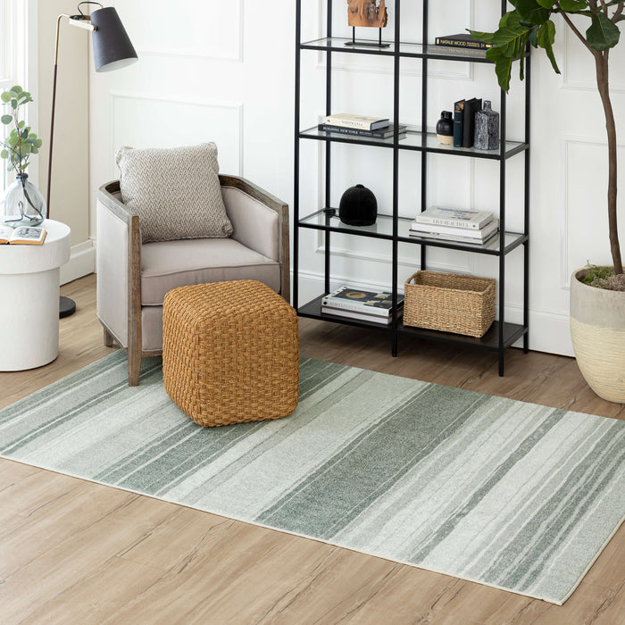 Technicolor Color Bands Grey Area Rug