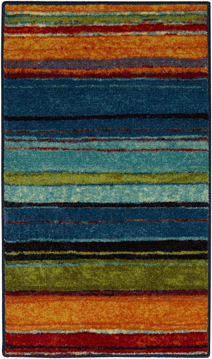 Marina Color Bands Blue & Orange Area Rug