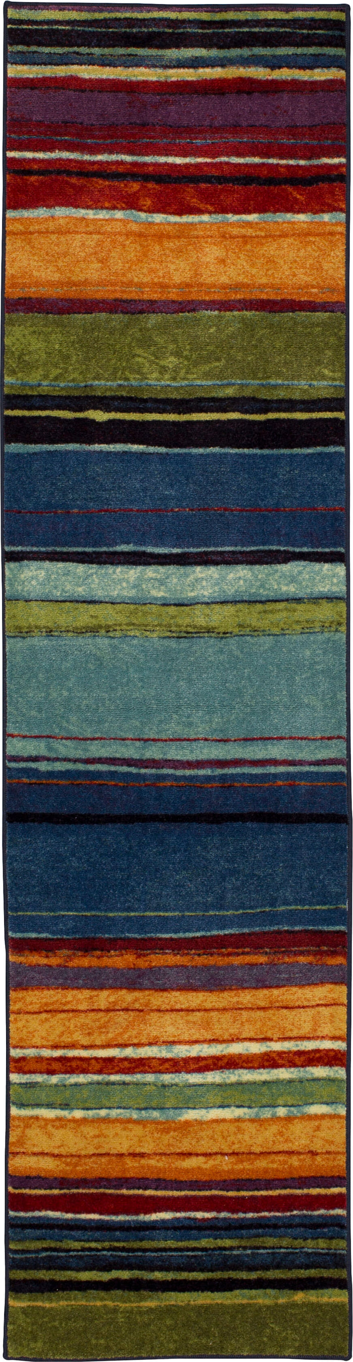 Marina Color Bands Blue & Orange Area Rug
