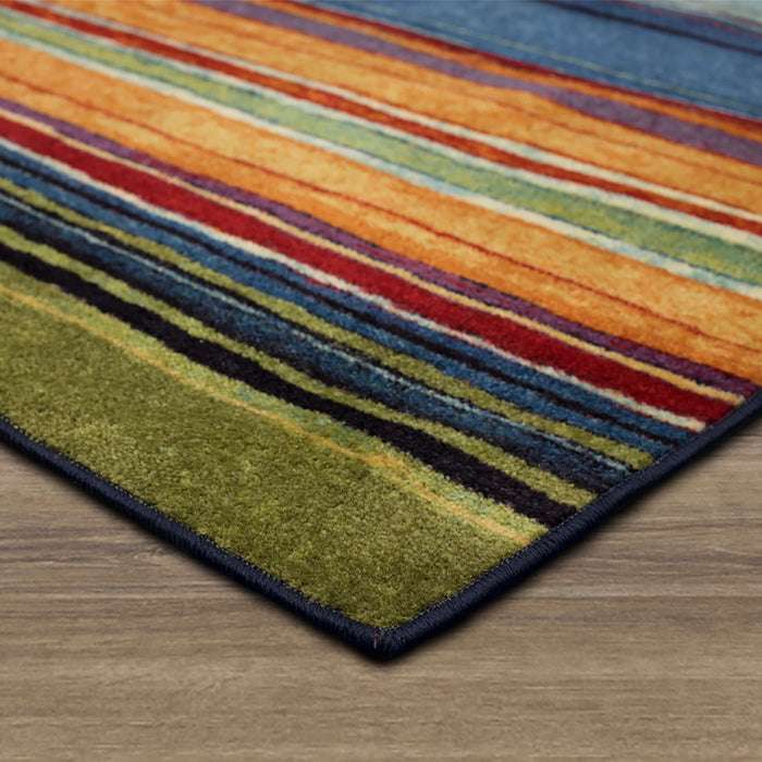 Marina Color Bands Blue & Orange Area Rug