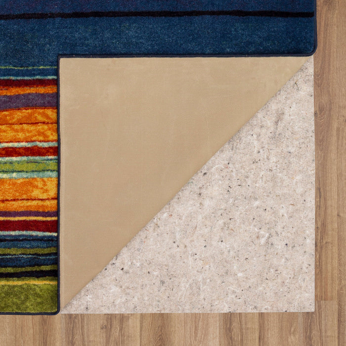 Marina Color Bands Blue & Orange Area Rug