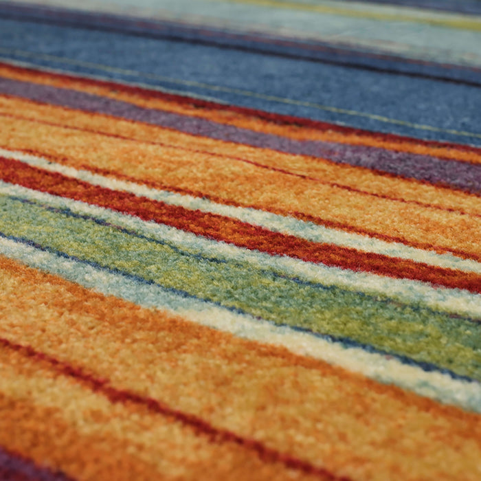 Marina Color Bands Blue & Orange Area Rug
