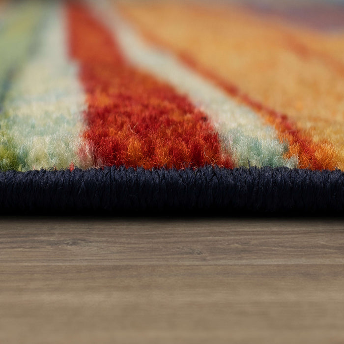 Marina Color Bands Blue & Orange Area Rug