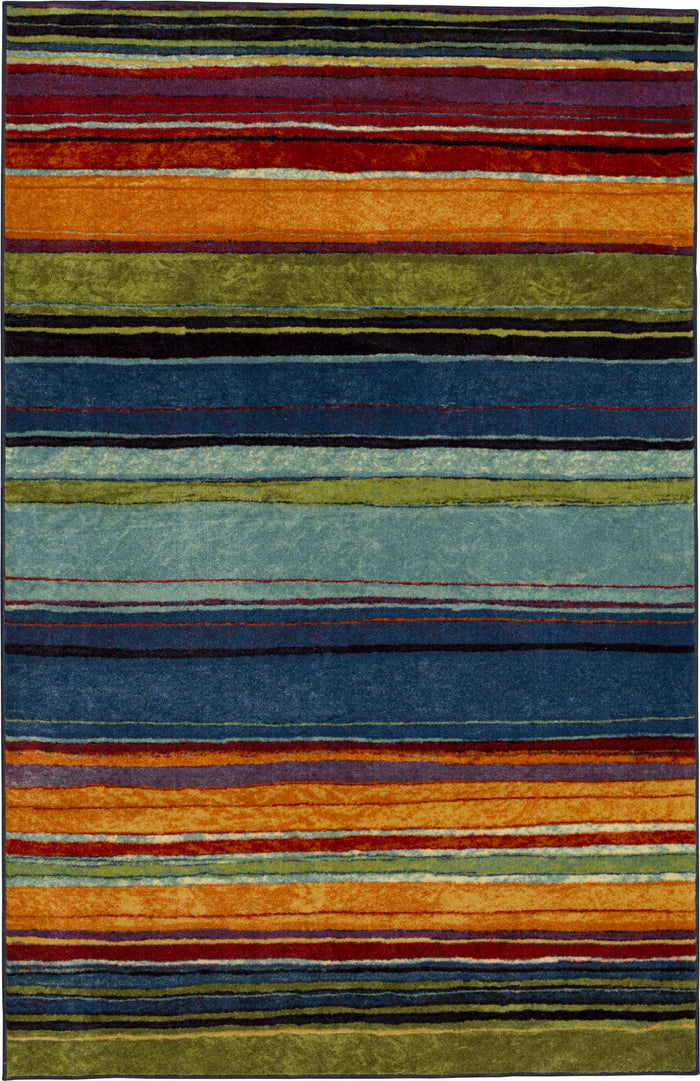 Marina Color Bands Blue & Orange Area Rug
