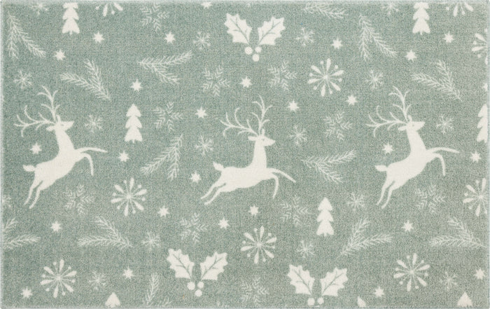 Holiday Reindeer Grey Accent Rug