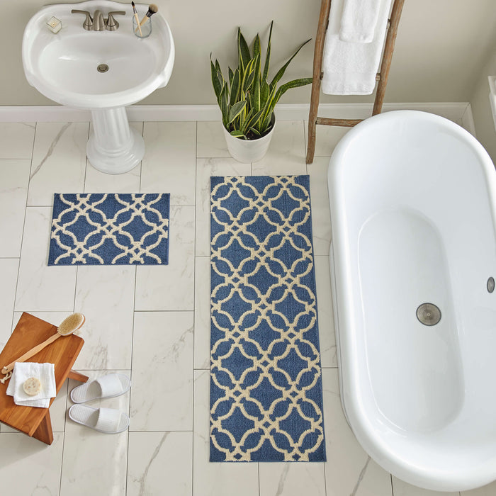 Blue and sales brown bath rugs