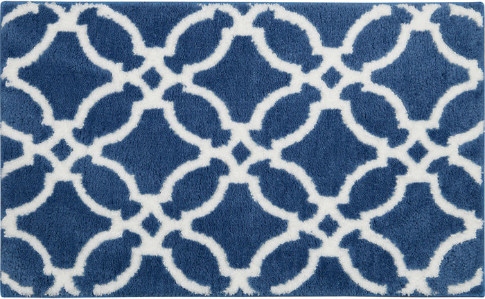 Compass Denim Blue & Brown Bath Mat