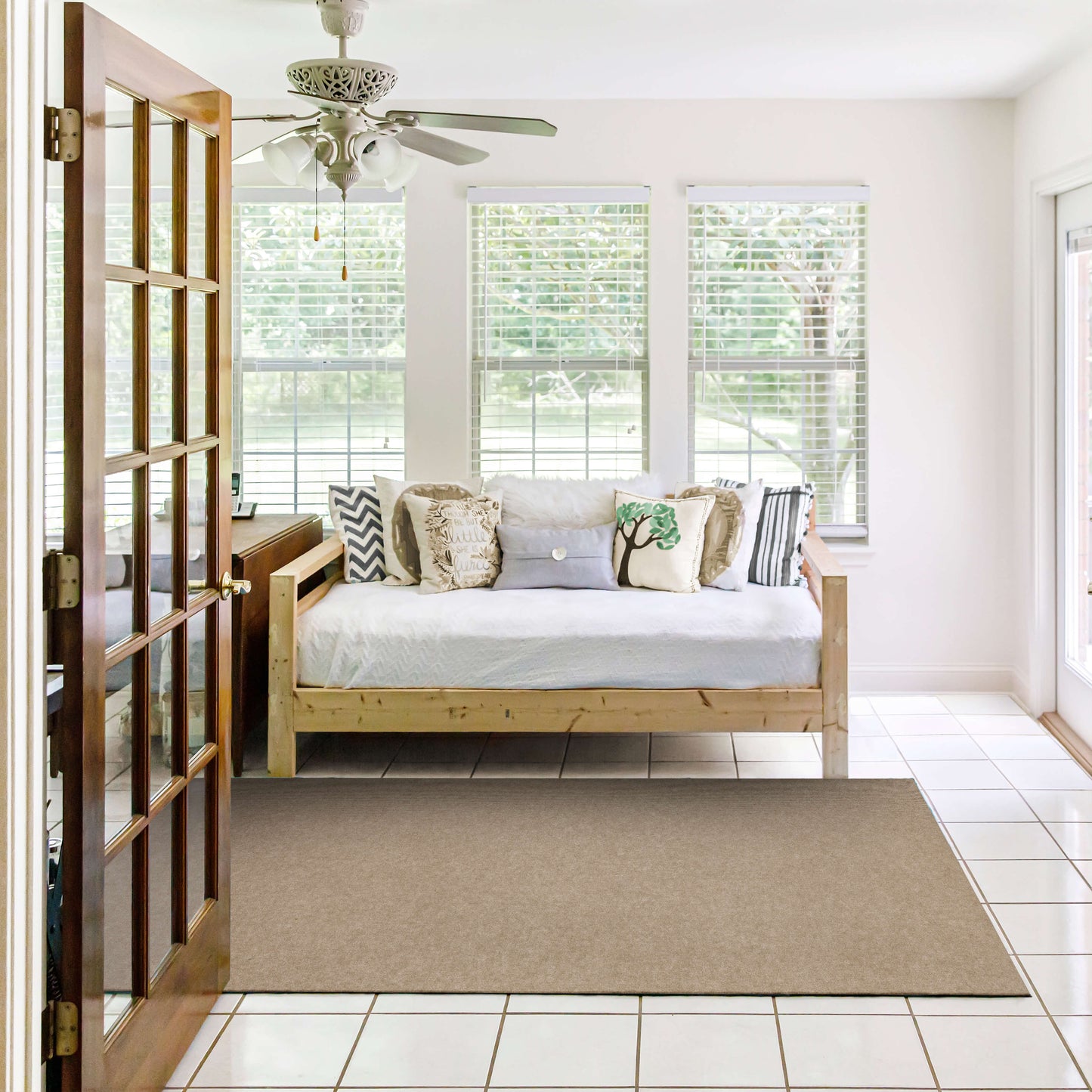 Ribbed Needle Punch Taupe Area Rug