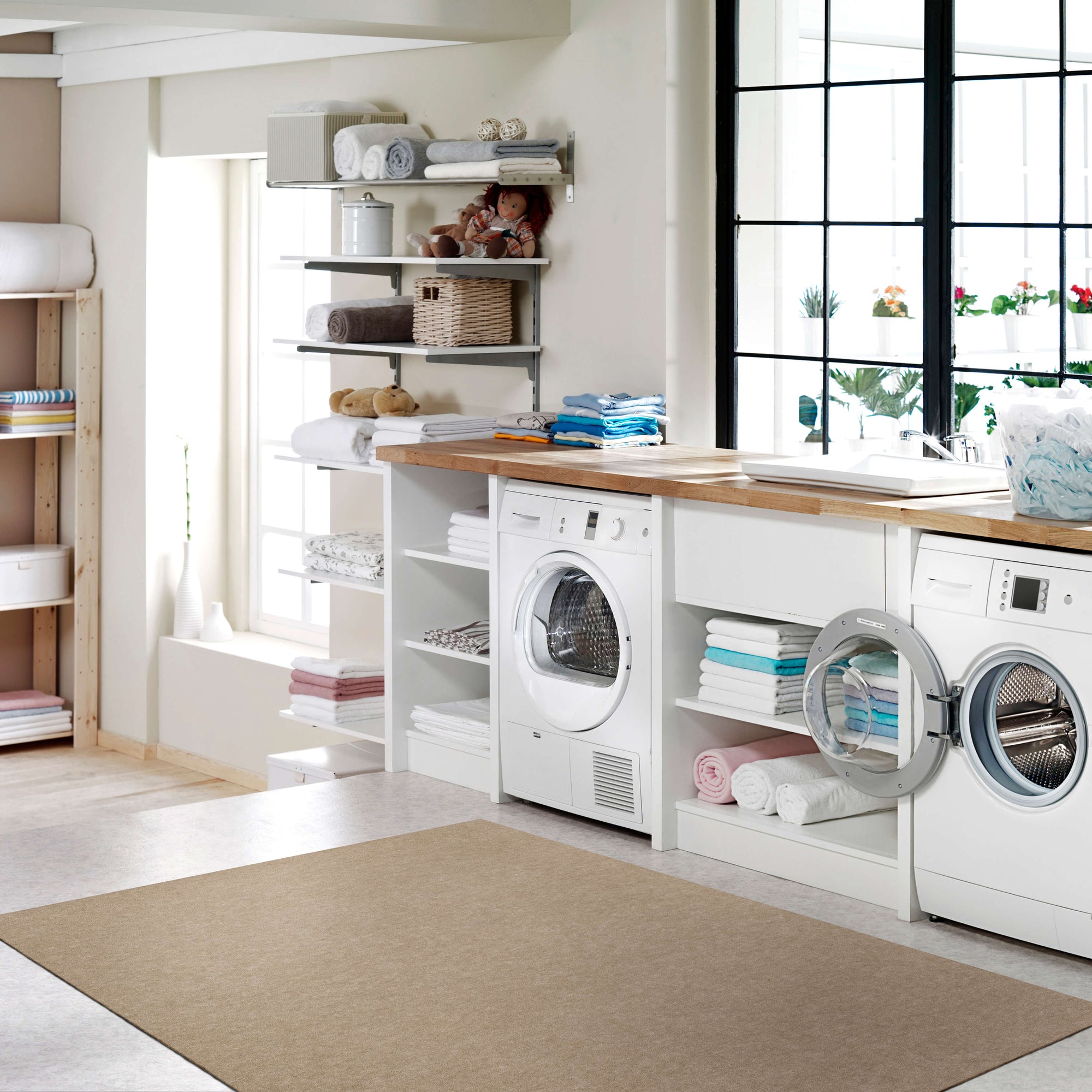 Ribbed Needle Punch Taupe Area Rug Covered By Rugs