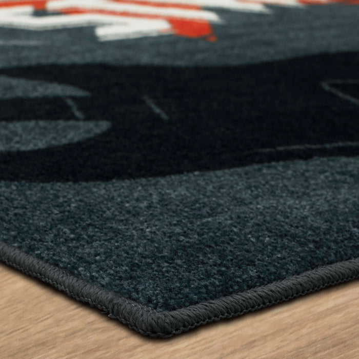 Technicolor Rock On Red Area Rug