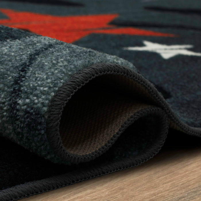 Technicolor Rock On Red Area Rug