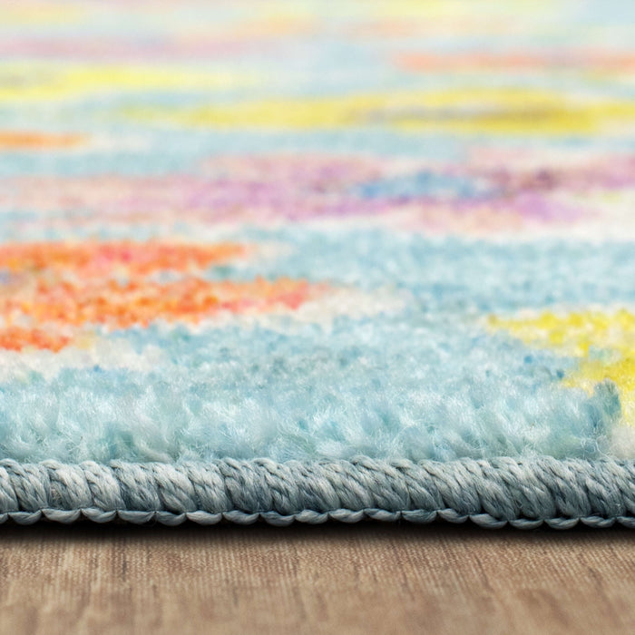 Technicolor Delicate Florals Blue Area Rug