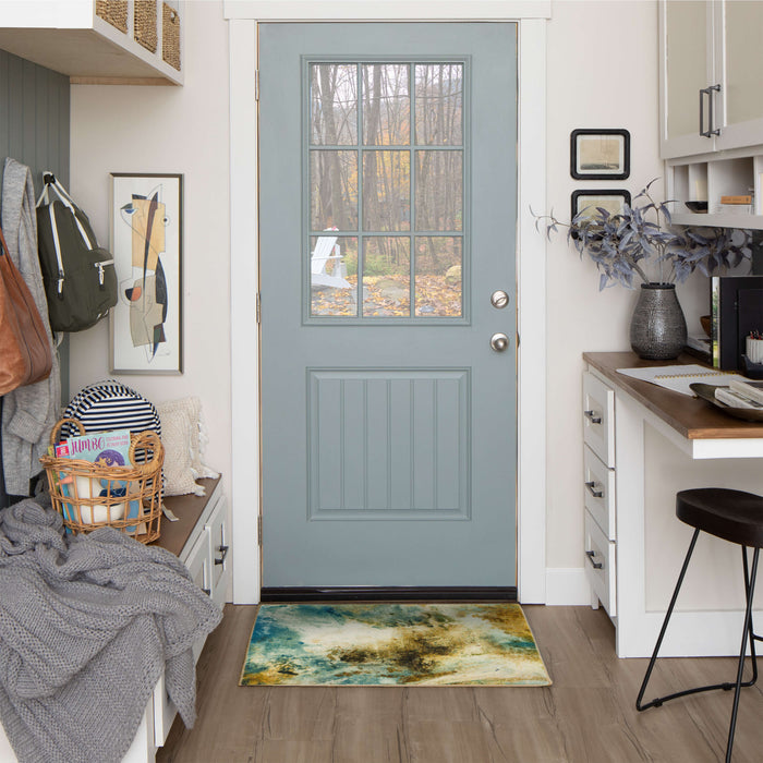 Technicolor Tide Blue & Brown Area Rug