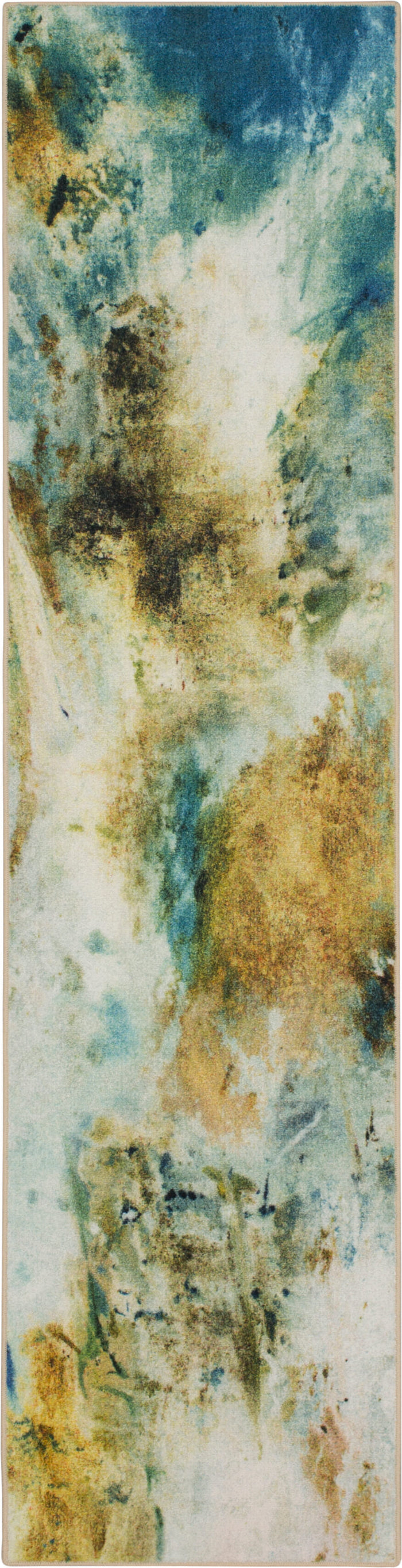 Technicolor Tide Blue & Brown Area Rug