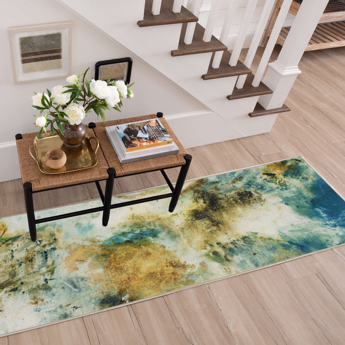 Technicolor Tide Blue & Brown Area Rug