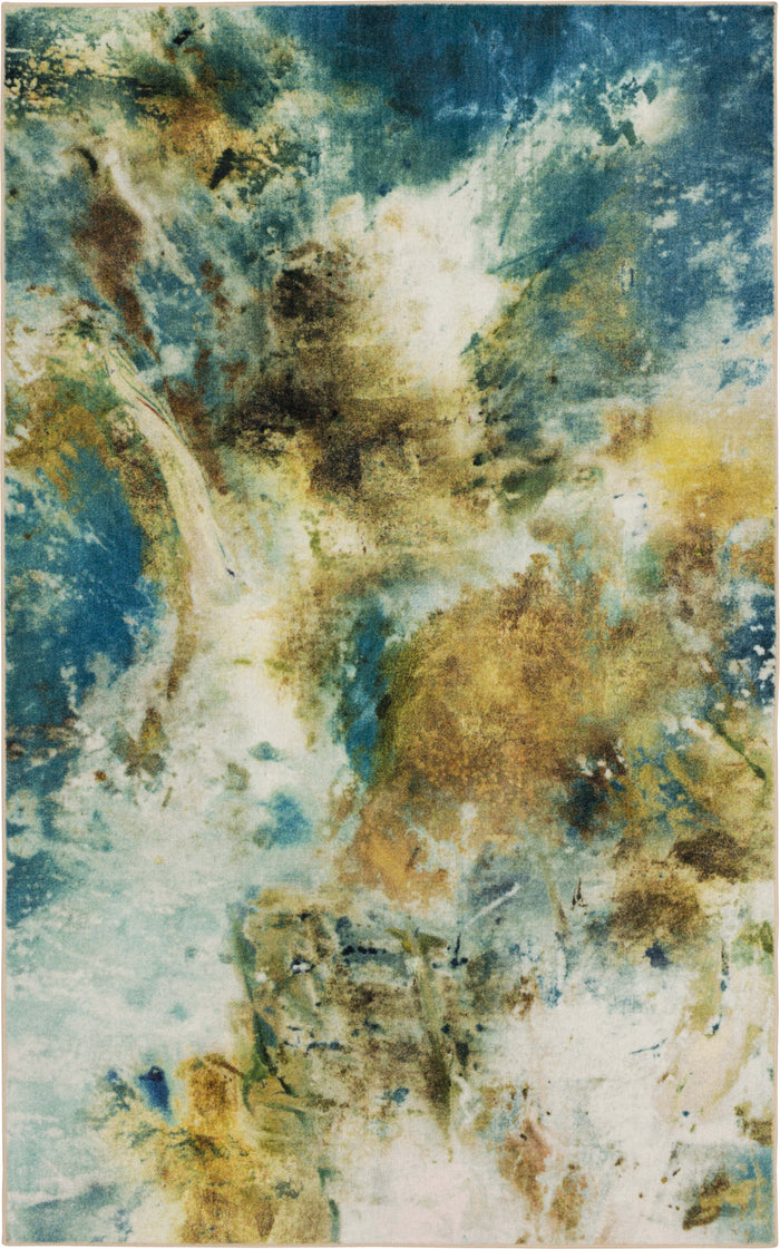 Technicolor Tide Blue & Brown Area Rug