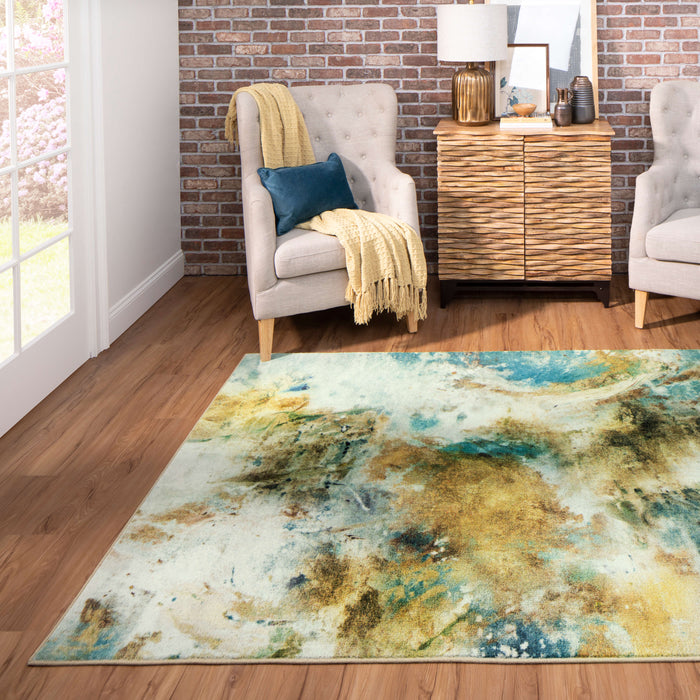 Technicolor Tide Blue & Brown Area Rug