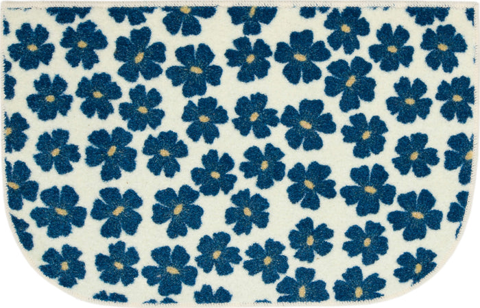 Delicate Floral Navy and White Accent Rug