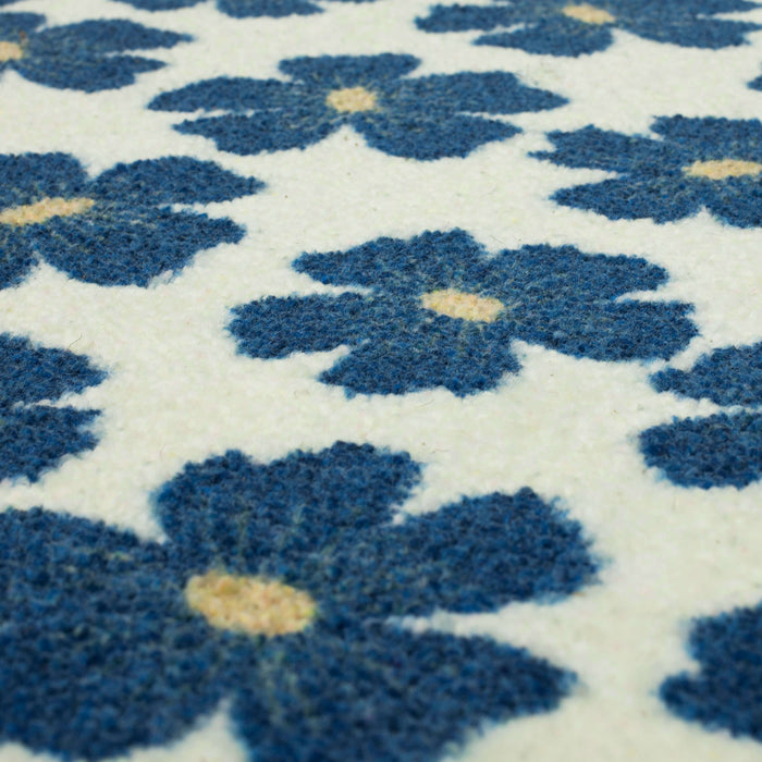 Delicate Floral Navy and White Accent Rug