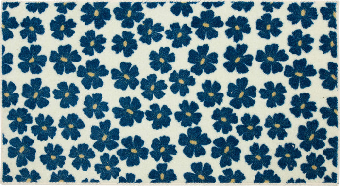 Delicate Floral Navy and White Accent Rug