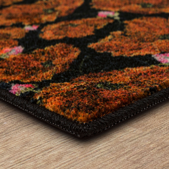 Skull Roses Black Accent Rug