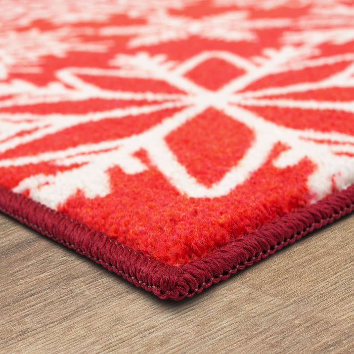 Holiday Snowflake Red Accent Rug
