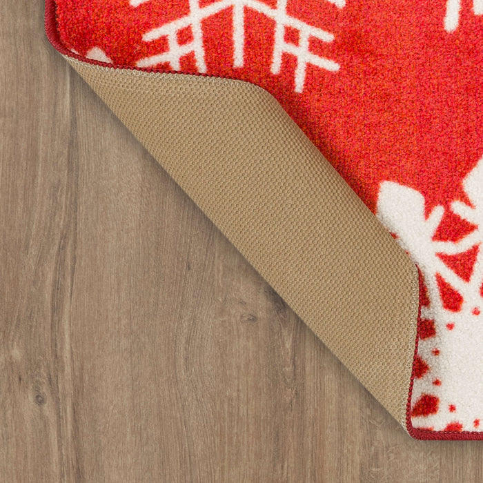 Holiday Snowflake Red Accent Rug