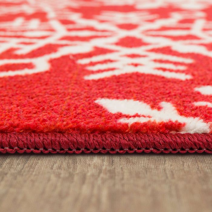 Holiday Snowflake Red Accent Rug