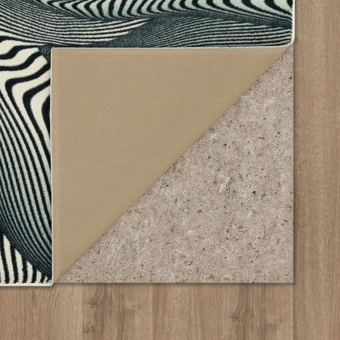Technicolor Spiral Swirl Black and White Area Rug