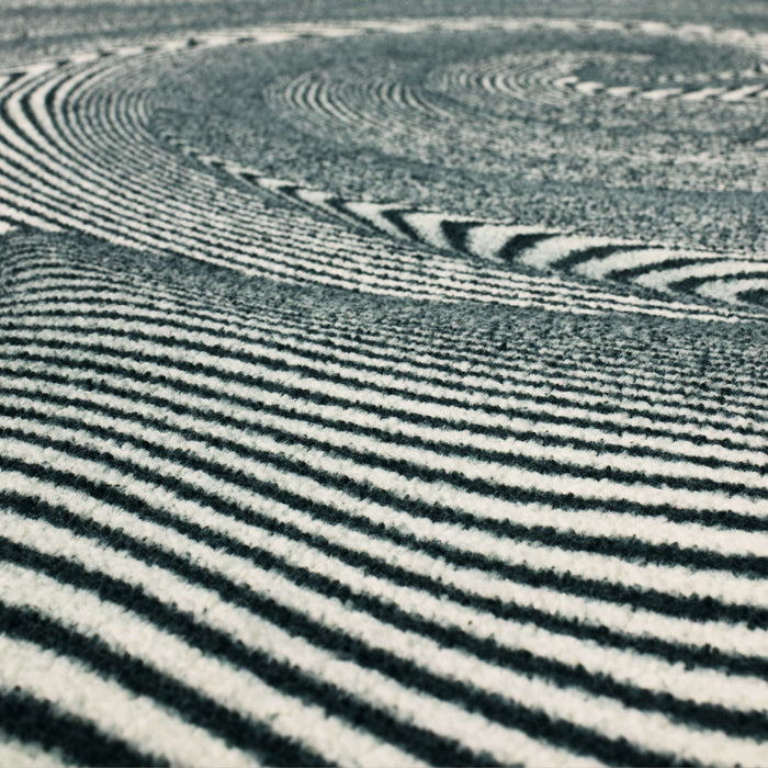 Technicolor Spiral Swirl Black and White Area Rug