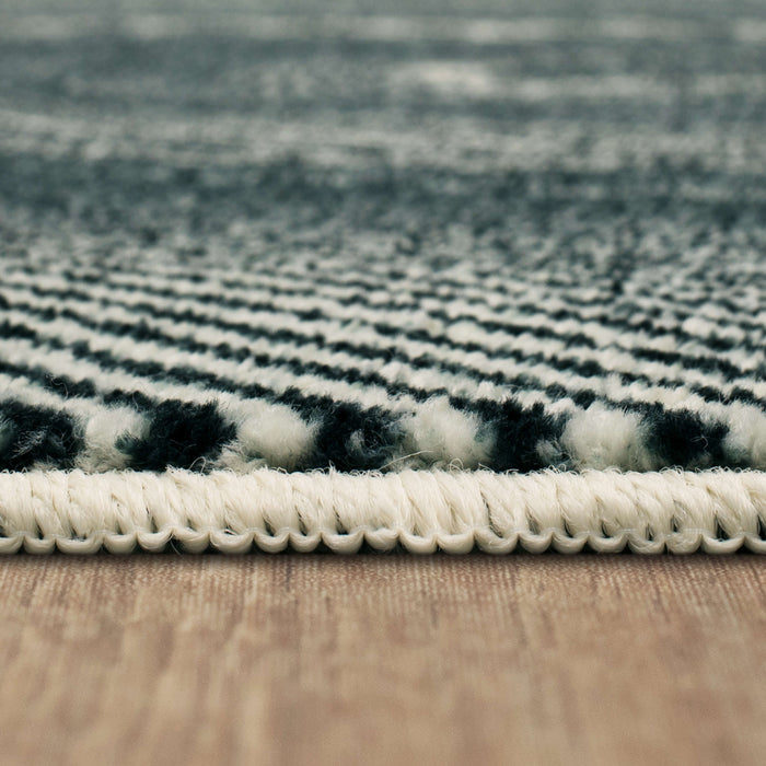 Technicolor Spiral Swirl Black and White Area Rug