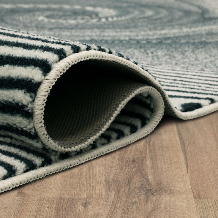 Technicolor Spiral Swirl Black and White Area Rug