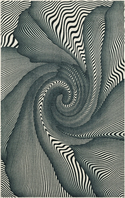 Technicolor Spiral Swirl Black and White Area Rug