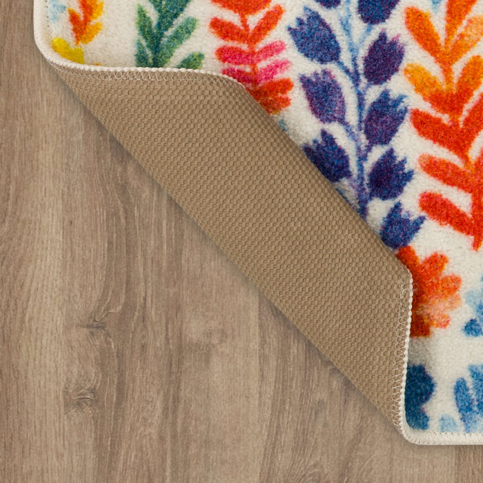 Springtime Watercolor Floral Multicolor Accent Rug