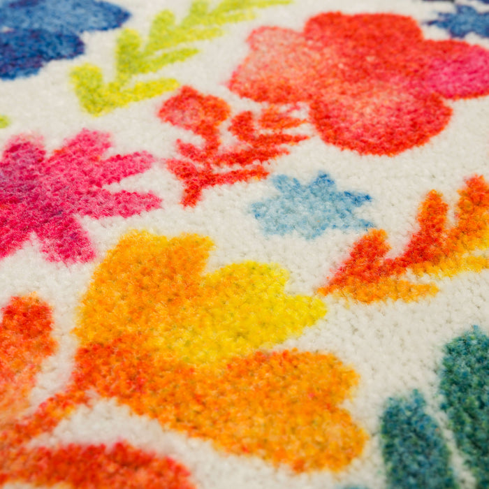 Springtime Watercolor Floral Multicolor Accent Rug